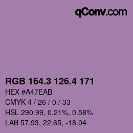 カラーコード: RGB 164.3 126.4 171 | qconv.com