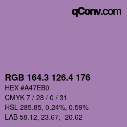 カラーコード: RGB 164.3 126.4 176 | qconv.com