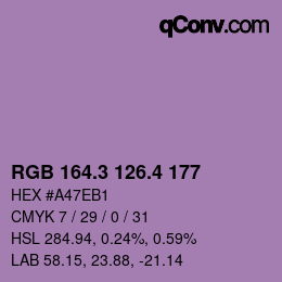 カラーコード: RGB 164.3 126.4 177 | qconv.com