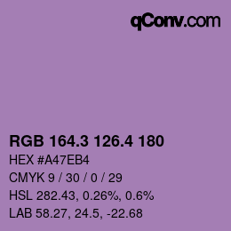 カラーコード: RGB 164.3 126.4 180 | qconv.com