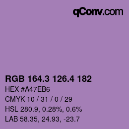 カラーコード: RGB 164.3 126.4 182 | qconv.com