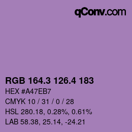 カラーコード: RGB 164.3 126.4 183 | qconv.com