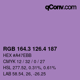カラーコード: RGB 164.3 126.4 187 | qconv.com