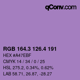 カラーコード: RGB 164.3 126.4 191 | qconv.com
