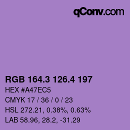 カラーコード: RGB 164.3 126.4 197 | qconv.com