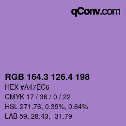 カラーコード: RGB 164.3 126.4 198 | qconv.com
