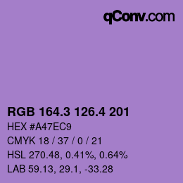 カラーコード: RGB 164.3 126.4 201 | qconv.com