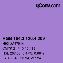 カラーコード: RGB 164.3 126.4 209 | qconv.com