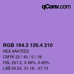 カラーコード: RGB 164.3 126.4 210 | qconv.com