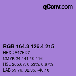 カラーコード: RGB 164.3 126.4 215 | qconv.com