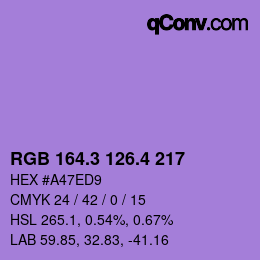 カラーコード: RGB 164.3 126.4 217 | qconv.com
