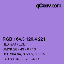 カラーコード: RGB 164.3 126.4 221 | qconv.com