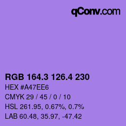 カラーコード: RGB 164.3 126.4 230 | qconv.com