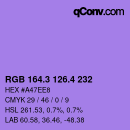 カラーコード: RGB 164.3 126.4 232 | qconv.com