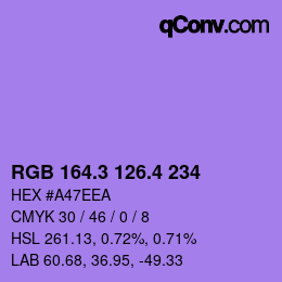 カラーコード: RGB 164.3 126.4 234 | qconv.com