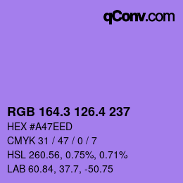 カラーコード: RGB 164.3 126.4 237 | qconv.com