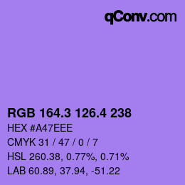 カラーコード: RGB 164.3 126.4 238 | qconv.com