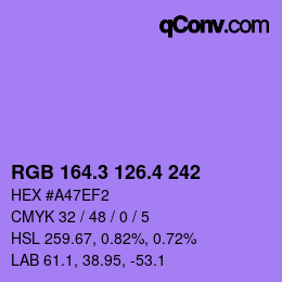 カラーコード: RGB 164.3 126.4 242 | qconv.com