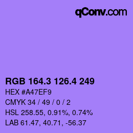 カラーコード: RGB 164.3 126.4 249 | qconv.com