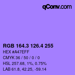 カラーコード: RGB 164.3 126.4 255 | qconv.com