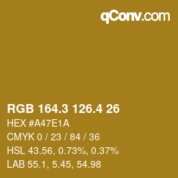 カラーコード: RGB 164.3 126.4 26 | qconv.com