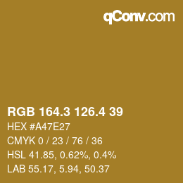 カラーコード: RGB 164.3 126.4 39 | qconv.com