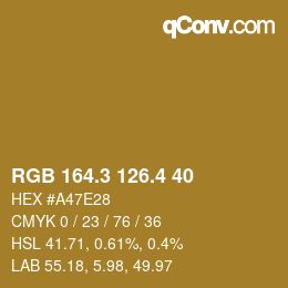 カラーコード: RGB 164.3 126.4 40 | qconv.com