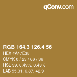 カラーコード: RGB 164.3 126.4 56 | qconv.com