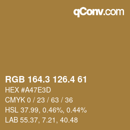 カラーコード: RGB 164.3 126.4 61 | qconv.com
