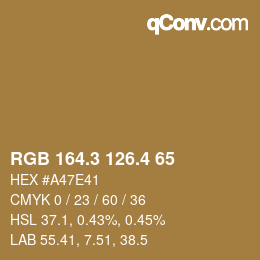 カラーコード: RGB 164.3 126.4 65 | qconv.com