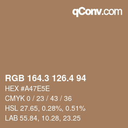 カラーコード: RGB 164.3 126.4 94 | qconv.com