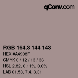 カラーコード: RGB 164.3 144 143 | qconv.com