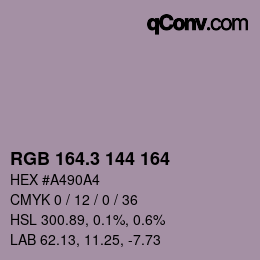 カラーコード: RGB 164.3 144 164 | qconv.com