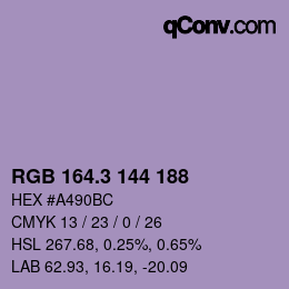 カラーコード: RGB 164.3 144 188 | qconv.com