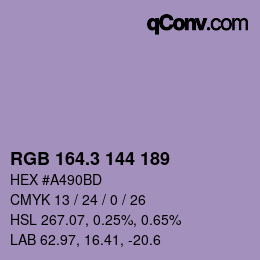 カラーコード: RGB 164.3 144 189 | qconv.com