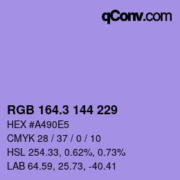 カラーコード: RGB 164.3 144 229 | qconv.com