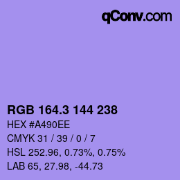 カラーコード: RGB 164.3 144 238 | qconv.com