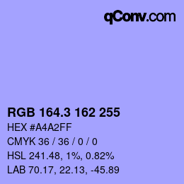 カラーコード: RGB 164.3 162 255 | qconv.com