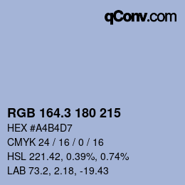 カラーコード: RGB 164.3 180 215 | qconv.com