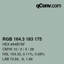 カラーコード: RGB 164.3 183 175 | qconv.com