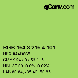 カラーコード: RGB 164.3 216.4 101 | qconv.com
