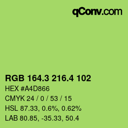 カラーコード: RGB 164.3 216.4 102 | qconv.com