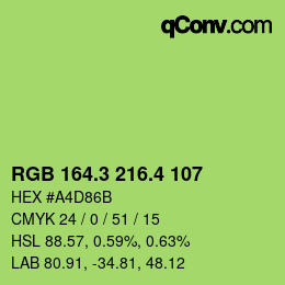 カラーコード: RGB 164.3 216.4 107 | qconv.com