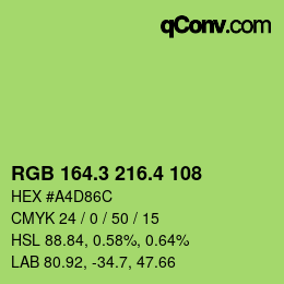 カラーコード: RGB 164.3 216.4 108 | qconv.com