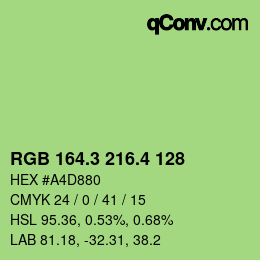 カラーコード: RGB 164.3 216.4 128 | qconv.com