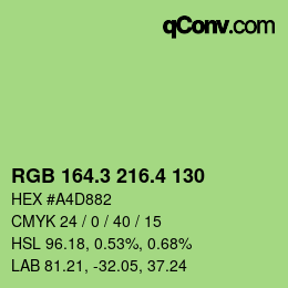 カラーコード: RGB 164.3 216.4 130 | qconv.com