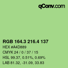 カラーコード: RGB 164.3 216.4 137 | qconv.com