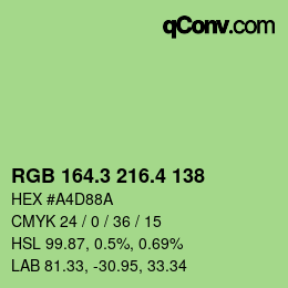 カラーコード: RGB 164.3 216.4 138 | qconv.com