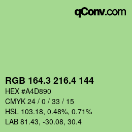 カラーコード: RGB 164.3 216.4 144 | qconv.com
