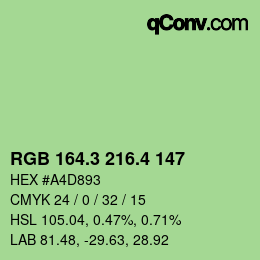 カラーコード: RGB 164.3 216.4 147 | qconv.com